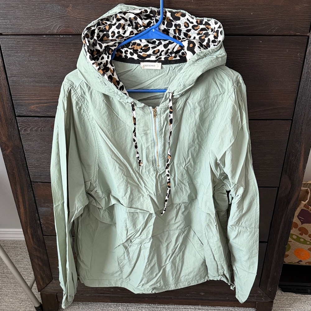 Utility Jacket with Leopard Print Hood